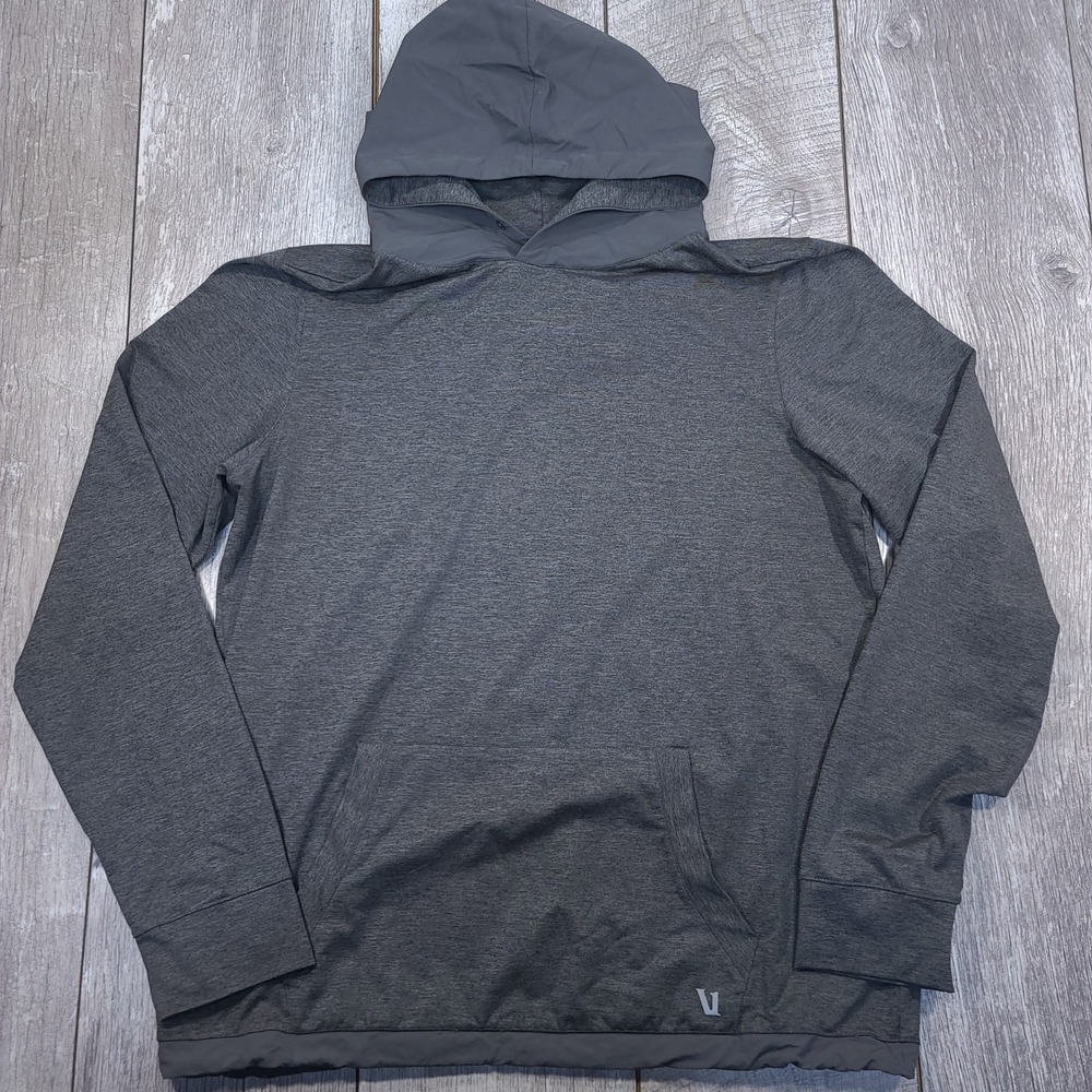 Vuori Sunday Element Hoodie Mens Large Gray Pullover Mixed Media Activewear